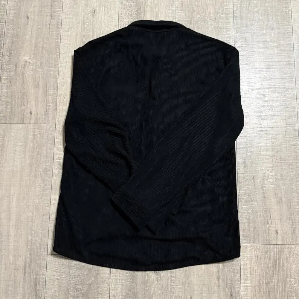 Manfinity SHEIN Corduroy Bottom Up Shirt Black Mens Size XL - Picture 5 of 9